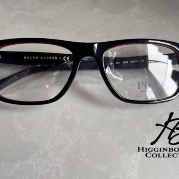 POLO PH2211 5668 Rectangle Shiny Black/Red/Black Demo Lens 55 mm Mens Eyeglasses - Picture 9 of 9